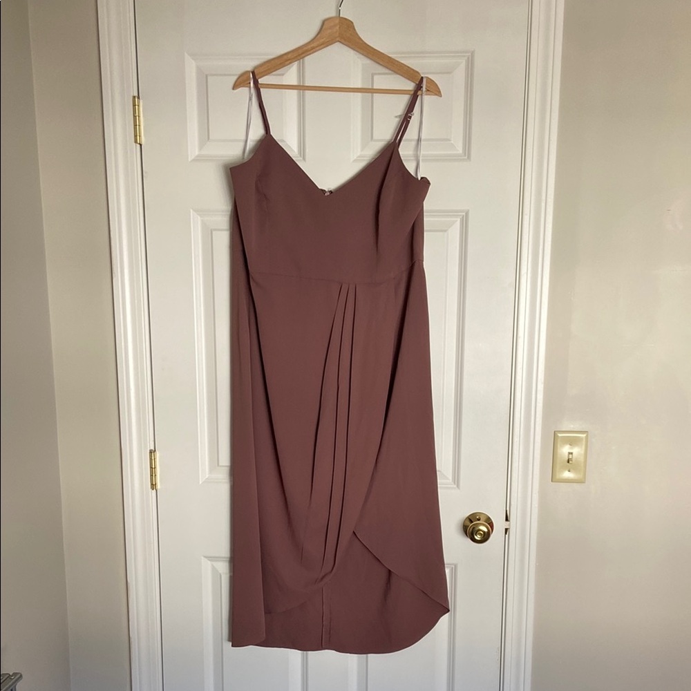 Lulu's Pink Asymmetrical Slip Dress Spaghetti Strap